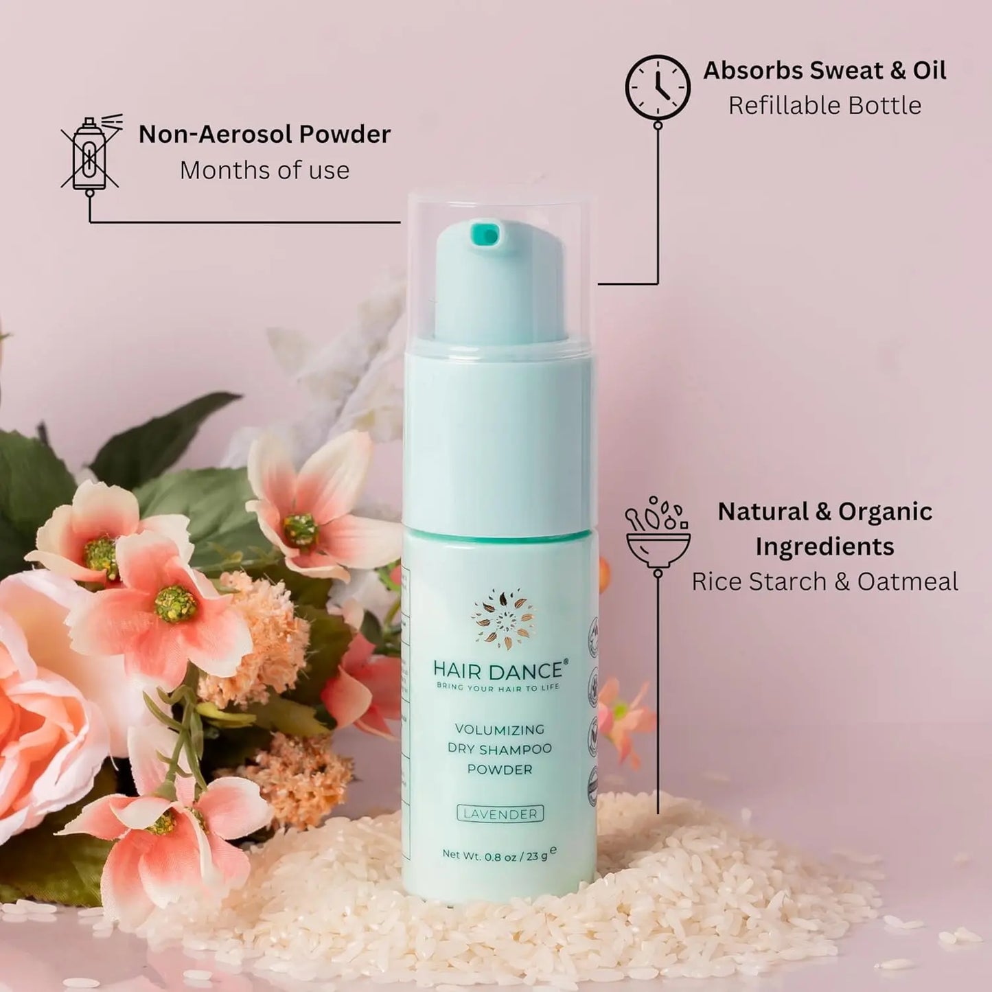Travel Dry Shampoo Powder (Non-Aerosol Spray) | Natural & Organic Ingredients | Made in USA Hair Dance