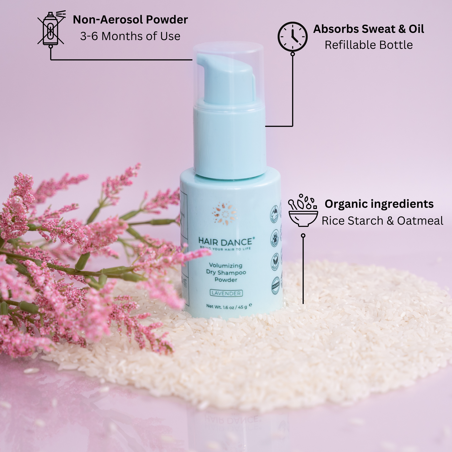 Dry Shampoo Powder (Non-Aerosol Spray) | Natural & Organic Ingredients | Made in USA