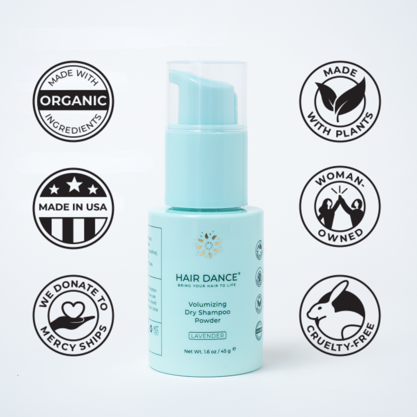 Dry Shampoo Powder (Non-Aerosol Spray) | Natural & Organic Ingredients | Made in USA