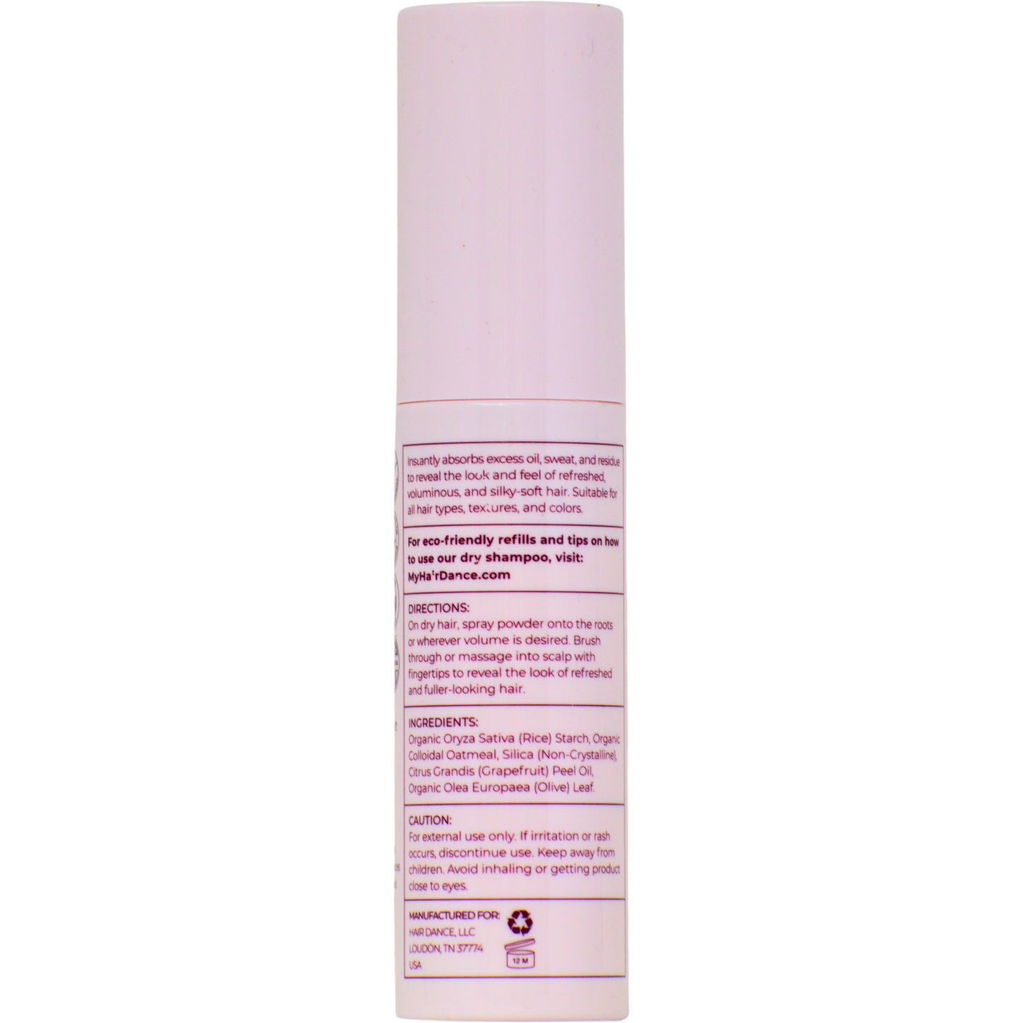 Grapefruit Dry Shampoo Powder with Spray Applicator | Non-Aerosol, Organic Ingredients, Refillable, Volumizing - 0.8 oz
