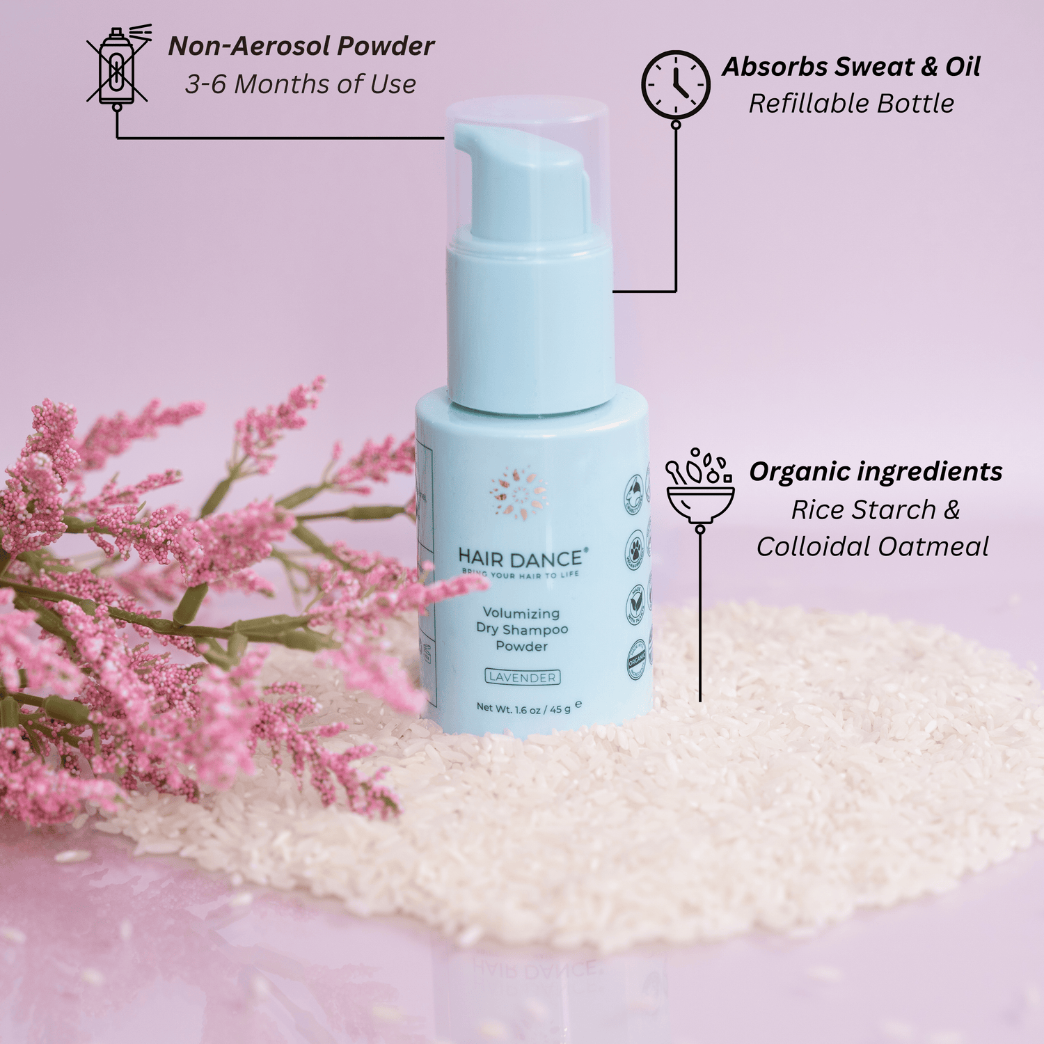 Dry Shampoo Powder (Non-Aerosol Spray) | Natural & Organic | Made in USA Hair Dance