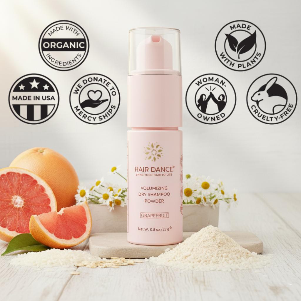 Travel Dry Shampoo Powder (Non-Aerosol Spray) | Natural & Organic Ingredients | Made in USA