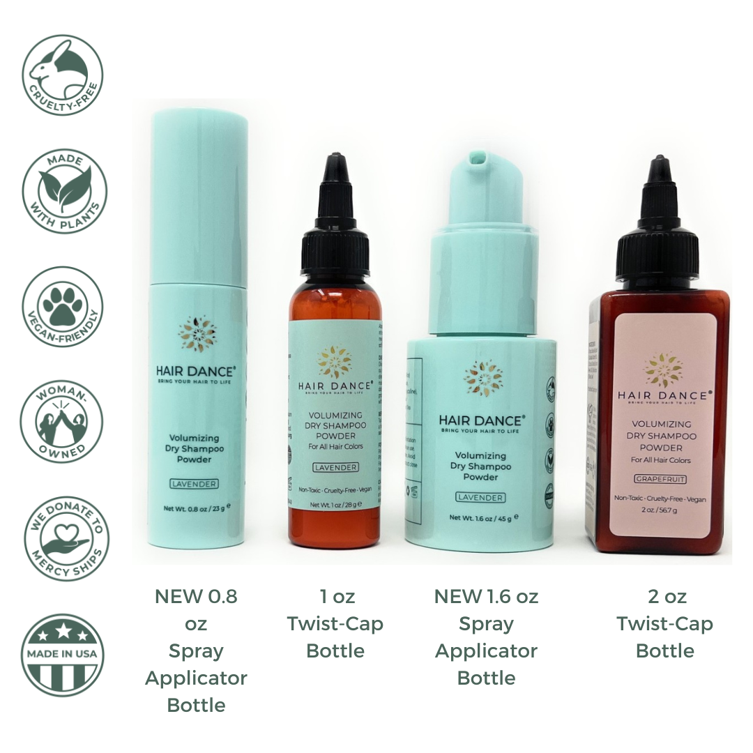 NEW Dry Shampoo Powder | Non-Aerosol, Organic Ingredients, Refillable Bottle, Volumizing Spray Applicator in Lavender - 0.8 oz